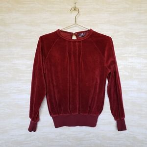 Vintage 70's/80's maroon velour pleated sweatshirt